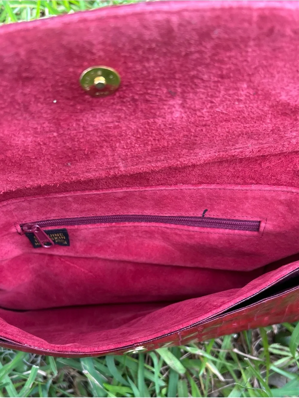 Vintage Eel Skin and Red Leather Shoulder Bag